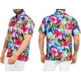 thumbnail image 4 of LA LEELA Men's Hawaiian Shirts Short Sleeve Button Down Shirt Mens Casual Shirts Vacation Tropical Beach Summer Party Shirts for Men Funny S Floral Leaf, Multicoloured, 4 of 5