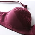 thumbnail image 5 of YWDJ Bras for Women Plus Size Closure in Back Bras No Underwire Sleep Bras Adjustable Straps Half Cup Push up Hollow Comfy Bras Padded Plus Size Comfort Bras Wrap Lounge Bras Wine 2XL, 5 of 7