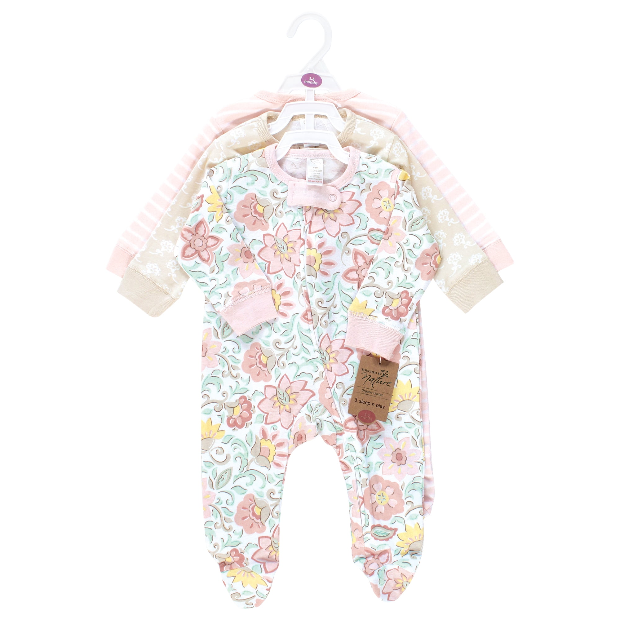 Touched by Nature Unisex Baby Organic Cotton Sleep and Play, Traditional Floral, Preemie