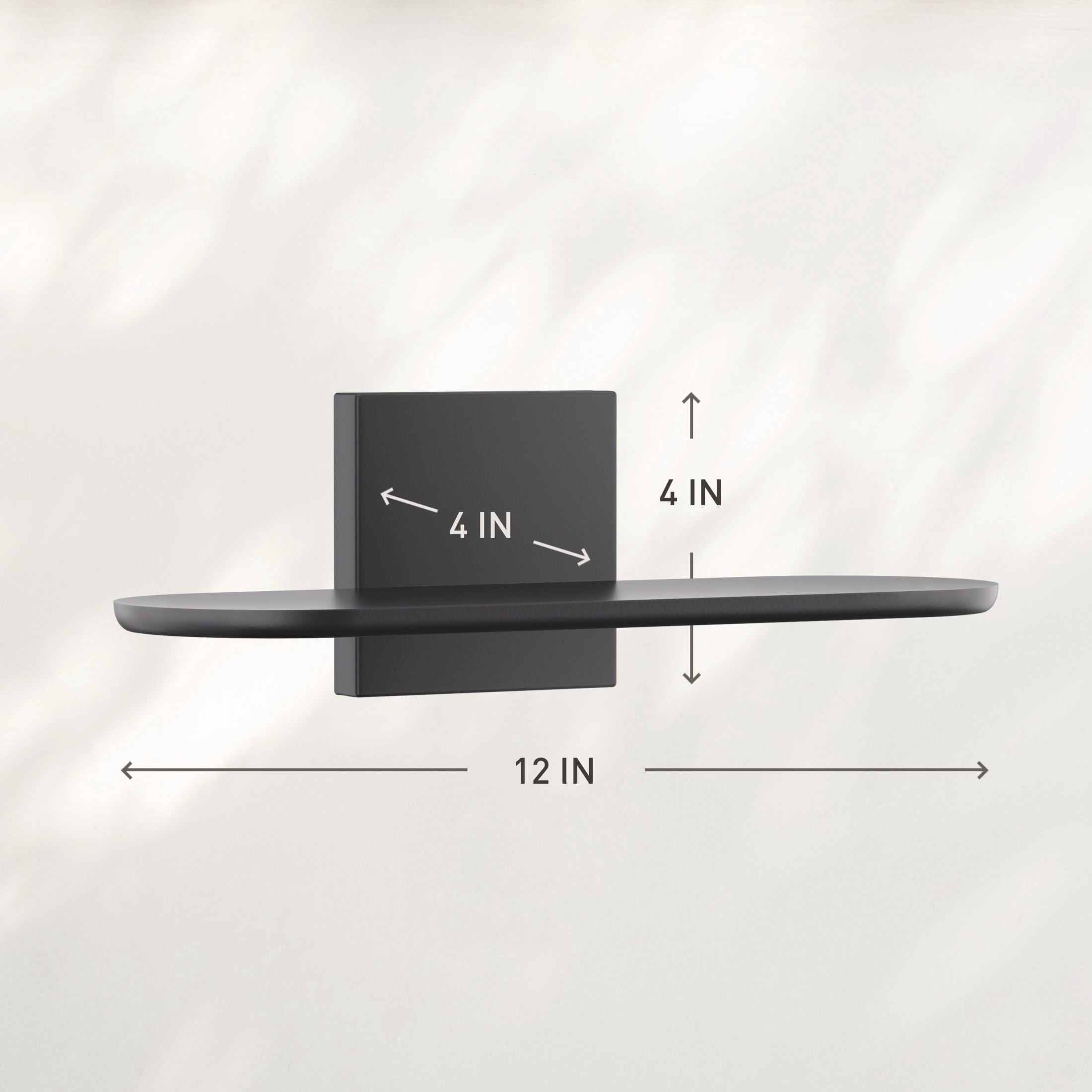 Command Decor Metal Wall Shelf, Matte Black, Holds 5 lbs, 1 Shelf, 8 Large Adhesive Strips