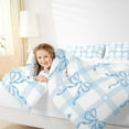 thumbnail image 5 of Feelyou Blue Princess Bow-tie Bedding Comforter Set for Kids, Kawaii Love Heart Twin Comforter Sets, Chic Check Buffalo Reversible Bedding Set, Super Cozy Room Decor, 2pcs, 5 of 9
