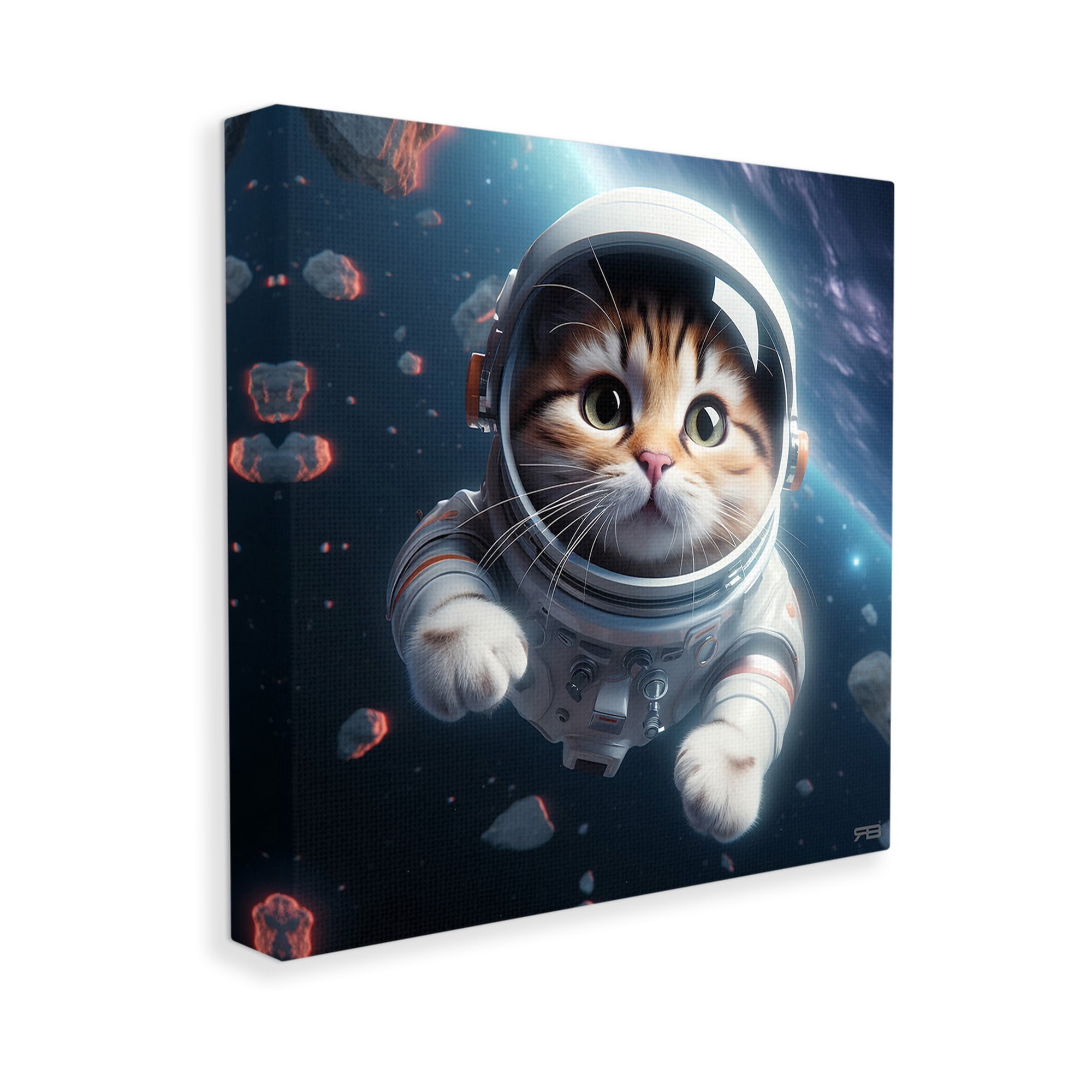 Stupell Industries Astronaut Cat in Space Animals & Insects Painting Gallery Wrapped Canvas Art Print Wall Art, 24 x 24
