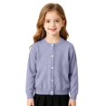 thumbnail image 3 of Girls Long Sleeve Knitted Cardigan Sweater Kids Button down Sweaters Cropped Jacket Cover up Tops Kids Basic Shirt Outerwear, 3 of 9
