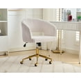thumbnail image 2 of Home Office Chair Swivel Corduroy Fabric Desk Chair Accent Armchair Upholstered Modern Tufted Chairs with Gold Base for Girls Women Ergonomic Study Seat Computer Task Stools for Living Room(Beige), 2 of 19