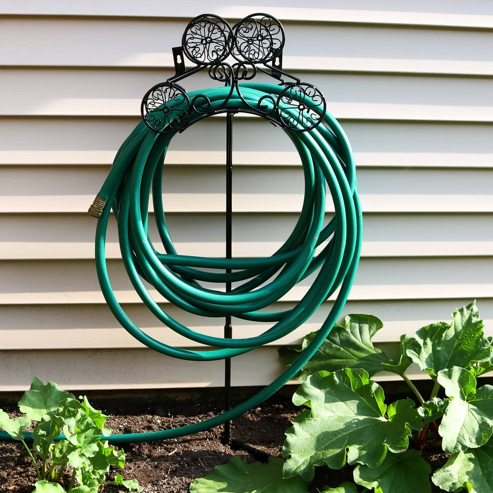 Sunnydaze Free-Standing or Wall Mount Metal Garden Hose Stand Holder