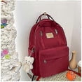 thumbnail image 2 of Mochila AONUOWE Preppy con peluches, linda mochila para adolescentes, estilo academia ligero, mochila escolar de estética sólida (roja)., 2 of 5