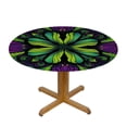 thumbnail image 3 of JEUXUS  Water Resistant Round Table Cover Datura Gradient Flower Abstract Art Wipable Polyester Cloth Spring Summer Party Table Cover Flower Yellow and Red, 3 of 7