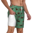 thumbnail image 3 of Picia Christmas Dachshund pattern Mens Swim Trunks with Compression Liner Stretch Beach Shorts Quick Dry with Zipper Pockets No-Chafing Board Shorts-Medium, 3 of 8