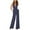 Dark Blue, variant on aidice Jumpsuits for Women Dressy Deep V Neck Zip Slim Fitting High Waisted Office Flare Leggings Rompers