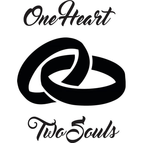 One Heart Two Souls Wedding Rings Quote Marriage Husband Wife Love Silhouette Custom Wall Decal Vinyl Sticker Art 12 Inches X 12 Inches