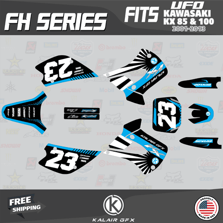 Kalair GFX Graphics Kit for Kawasaki KX85 UFO RESTYLE (2001-2013) Fh Series