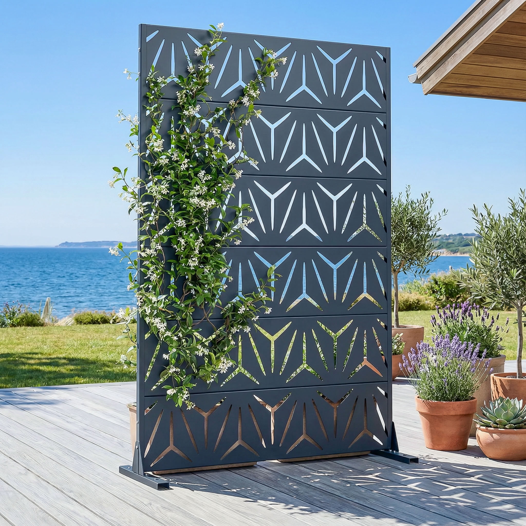 MAYEERTY 6 Panels Metal Outdoor Garden Privacy Screen Patio Backyard Decorative Privacy Fence Divider, 72×47.2×15.7in
