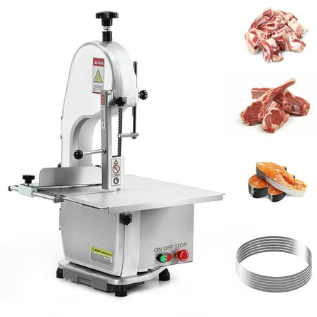 Garvee 1600W Electric Bone Saw Meat Cutting Machine Commercial Bone Cutting Machine Stainless Steel Blade Bone Cutting Machine Butcher Band Saw Table Thickness 0-8.3 Inches Fish Pig Beef