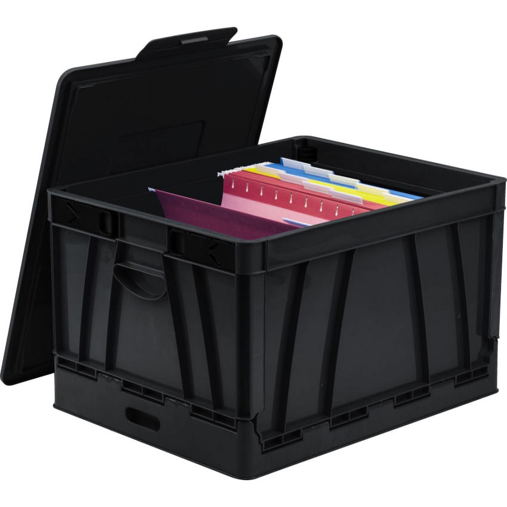 Folding Storage Cube with Lid, Black (Case of 4)