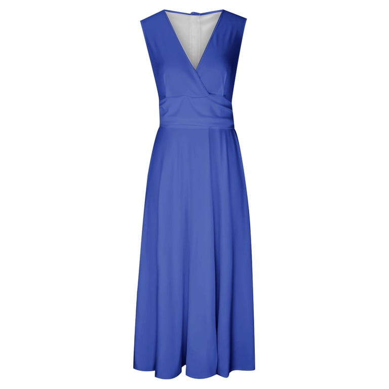 Sakmal Womens Dresses Above Knee Faux-Wrap Dresses Evening Gown Solid Sexy Sleeveless Skirts for Women, Women's, Size: 4,6,8,10,12,14,16,18,20, Blue Sakmal Womens Dresses Above Knee Faux-Wrap Dresses Evening Gown Solid Sexy Sleeveless Skirts for Women, Women's, Size: 4,6,8,10,12,14,16,18,20, Blue