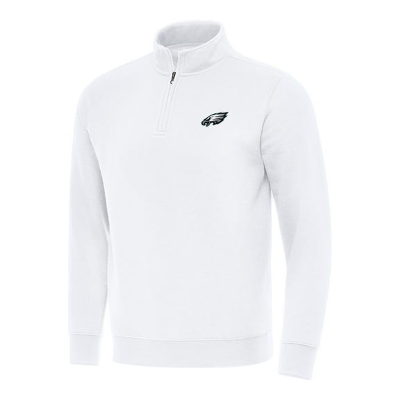 Men's Antigua White Philadelphia Eagles Victory Quarter-Zip Pullover Top