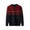 thumbnail image 5 of Yaoyar Men's Casual Print Ethnic Vintage Knitted Warm Long Sleeve 1/4 Zippered Sweater Red XL, 5 of 7