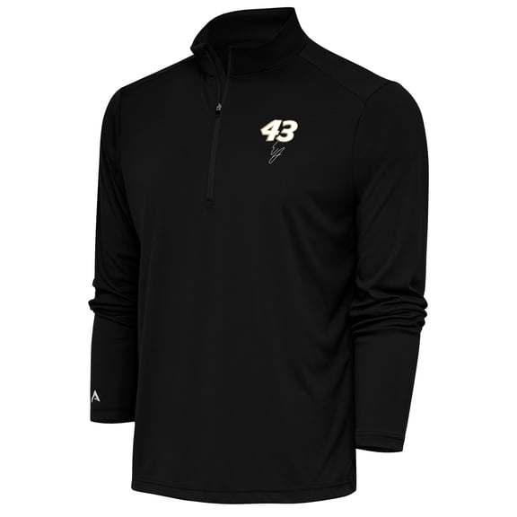 Men's Antigua Black Erik Jones Tribute Quarter-Zip Pullover Top