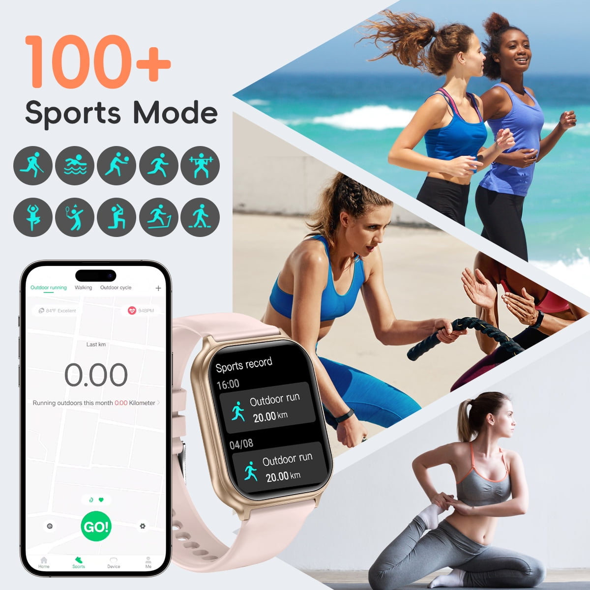 Smart Watch 700mAh Bluetooth Call(Answer/Make) IP68 Waterproof Fitness Tracker Smartwatches for Android Ios women men watch