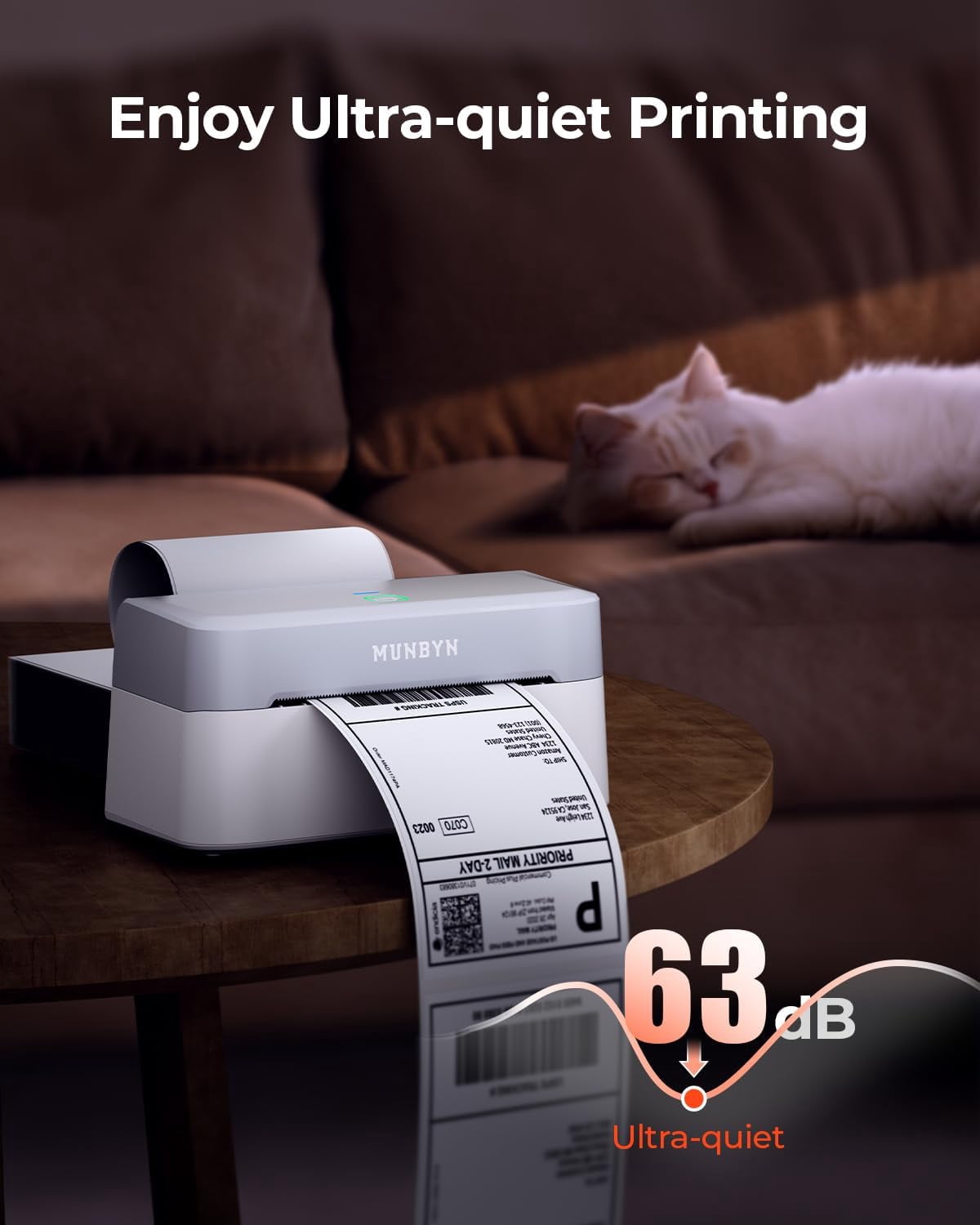 MUNBYN Bluetooth Thermal Label Printer RW403B Wireless 4x6 Shipping Label Printer for Small Business Compatible with Android, iPhone Windows Mac Chromebook Width 1.57"-4.25" (Black)