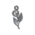 thumbnail image 1 of Sterling Silver 16" 1mm Box Chain Rose Flower On Stem Leaves Pendant Necklace, 1 of 2
