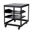 thumbnail image 2 of Kojooin Adjustable Depth Mobile Server Rack Cart, Extendable Rolling Equipment Rack with Lockable Casters for Office or Home, 2 of 7