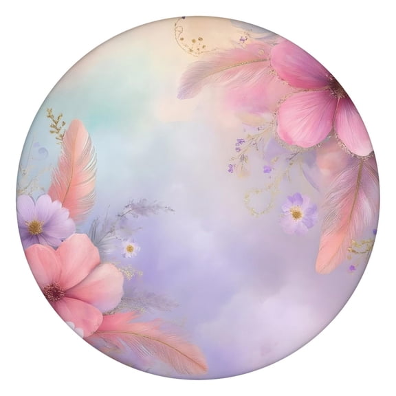Delicate Floral Watercolor Pattern Round Fitted Tablecloth with Elastic Edge,Dining Table Cover Waterproof,Outdoor Round Tablecloth for Camping,Dining,Indoor and Outdoor
