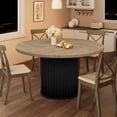 thumbnail image 1 of Ourlova 47Inch Round Dining Table for 4-6 People Grey Dining Room Table with Sturdy Waveform Metal Pedestal Base Industrial Circle Kitchen Table for Dining Room Kitchen, 1 of 6