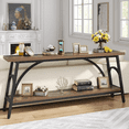 thumbnail image 5 of Tribesigns 70.8”Sofa Tables, Extra Long Console Tables for Entryway, 2 Tier TV Stand with Steel Frame for Living Room, Rustic Brown Black, 5 of 7