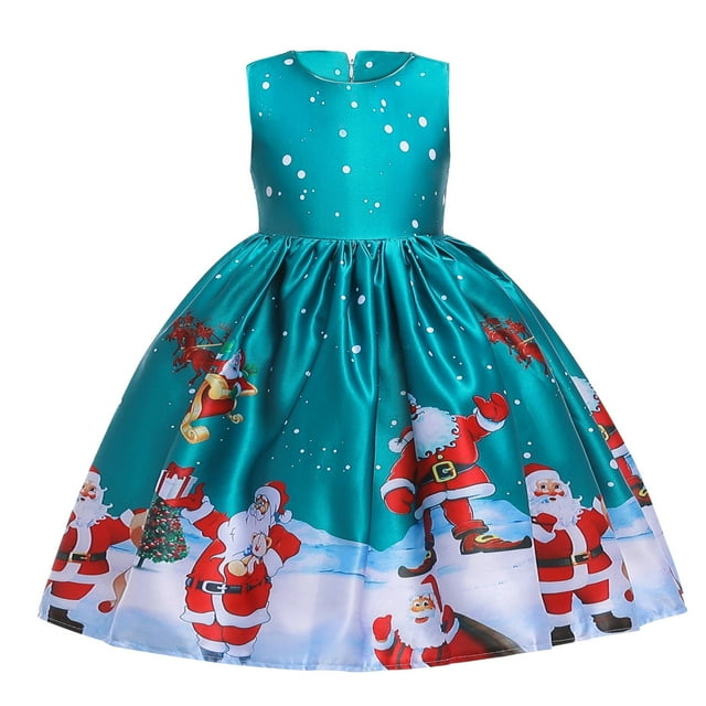 PMVFHDE Robes Filles Enfants Enfant Robe de Concours Robe de Danse de Noël pour Fête et Célébrations Vert, 4-5 Ans