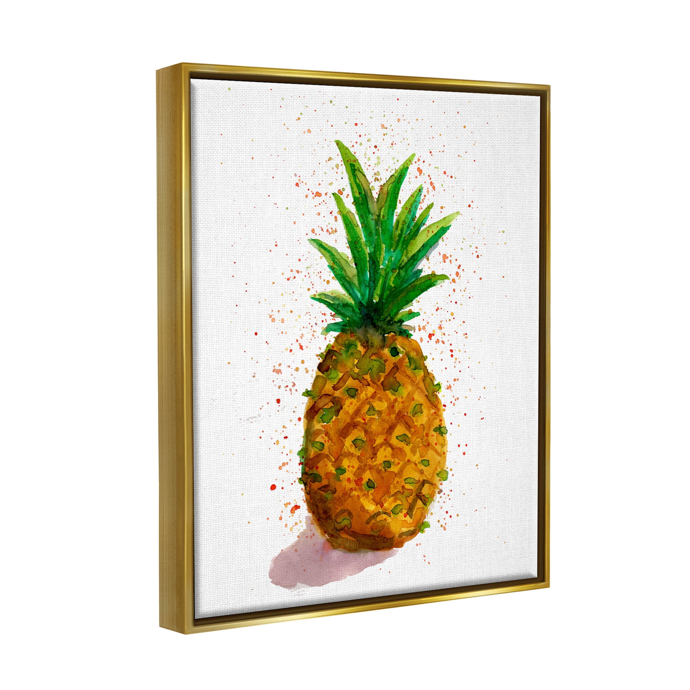 Speckled Pineapple Tropical Fruit Food & Beverage Graphic Art Metallic Gold Framed Art Print Wall Art