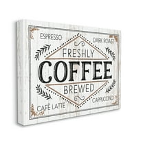 Stupell Industries Rustic Fresh Brew Coffee Sign Autumn Charm Canvas Wall Art by Jennifer Pugh