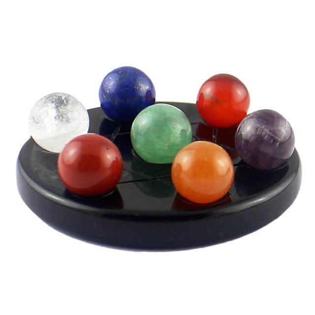 1 juego de piedras semipreciosas naturales de cristal de de transparente Sunnimix 7 piedras de bola de obsidiana de base