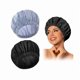 thumbnail image 1 of wonima11 Reusable Shower Cap for Women, Large Waterproof Shower Bonnet Washable Elastic Band Bath Accessories Hair Hat for Long Hair, Braids(Black&Gray), 1 of 1