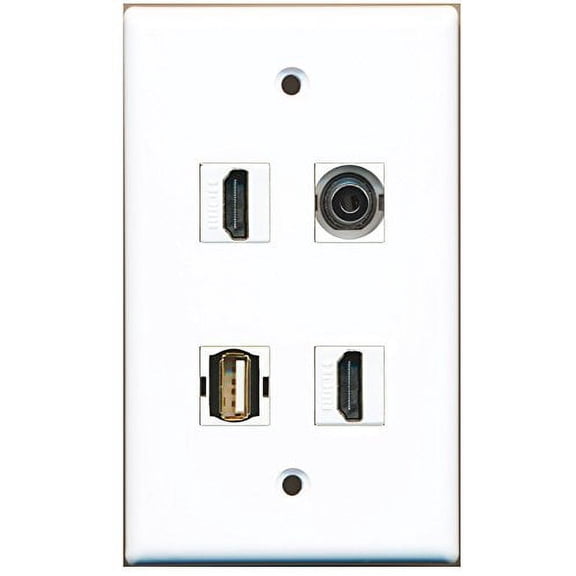 RiteAV - 2 Port HDMI 1 Port USB A-A 1 Port 3.5mm Wall Plate