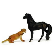 Angle View: Breyer Mustangs Horse Set - Eclipse, Black Stallion with Tawny Cougar