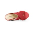 thumbnail image 4 of BLISSFUL STEP Women's Linen Platform Slide Wedge Open Toe Sandals, 4 of 7