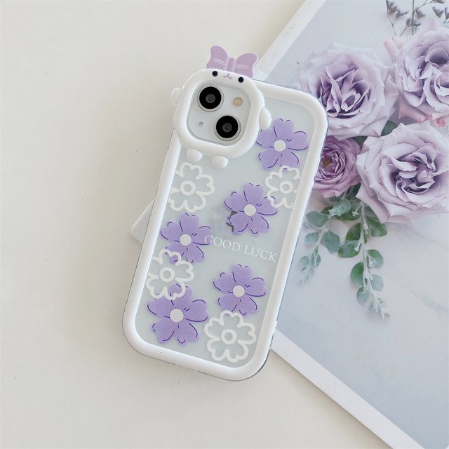 Funda Para VIVO Y02 Y15S Y16 4G Y17 Y15 Y11 Y19 Y5S Y20 Y20i Y12S Y22S Y21 Y50 Y30 Y30i Y51 Y31 Dibujos Animados Transparente TPU Rosa Amor Flores Bonitas 3D Arco Nudo Monstruo LenCasing