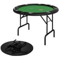 thumbnail image 2 of Soozier Poker Table Foldable 47" Round Casino Card Table for 8 Players with Cup Holders, Green, 2 of 9