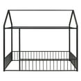 thumbnail image 6 of Full Size Montessori Floor Bed, Metal House Bed Frame, House Floor Bed for Kids, Montessori Floor Bed with Fence, Playhouse for Kids, Full Bed Frames for Kids, Toddlers, Girls, Boys (Black), 6 of 8
