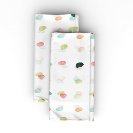 

Cotton Sateen Dinner Napkins (Set of 2) - Multi Watercolor Dots Multicolor Candy Brush Spring Modern Print Cloth Dinner Napkins by Spoonflower