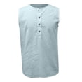thumbnail image 4 of Dovford Mens Sleeveless Henley Shirts Casual Linen Blend Tank Tops Button Down Summer Beach Shirts for Men, 4 of 5