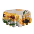 thumbnail image 5 of Newspaper Text Sunflower Pattern Round Tablecloth 60"x60",Wrinkle Wipeable Table Cloth for Kitchen Dining Room Picnic Patio Party, 5 of 6