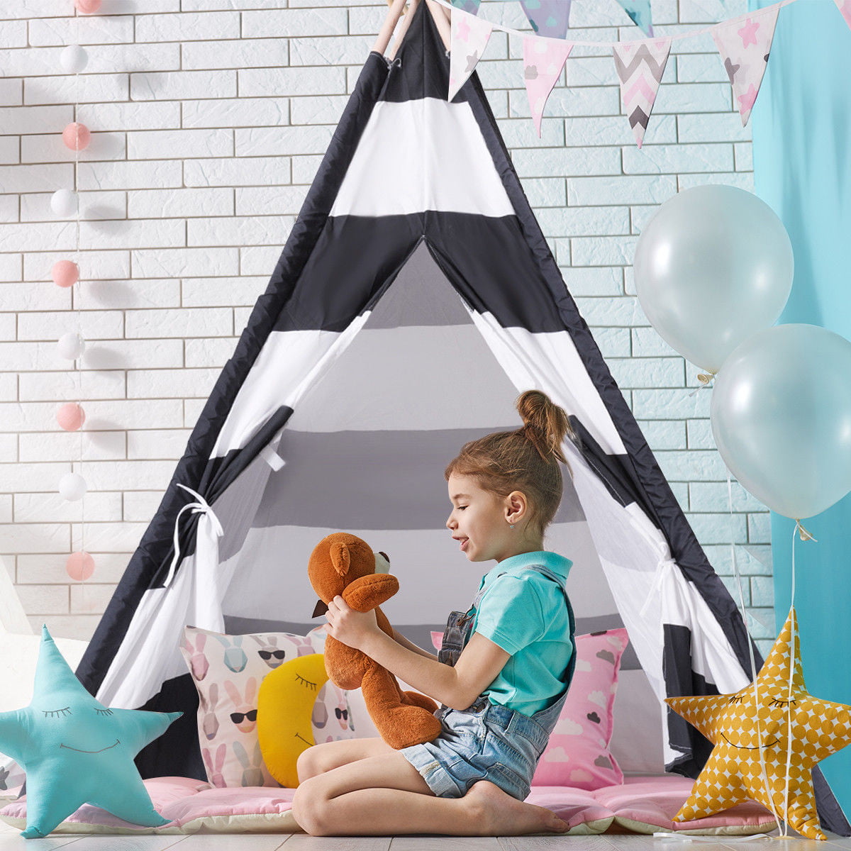 Details about   47in Children Indian Tent Teepee Play Sleeping Playhouse Indoor Outdoor Dome 