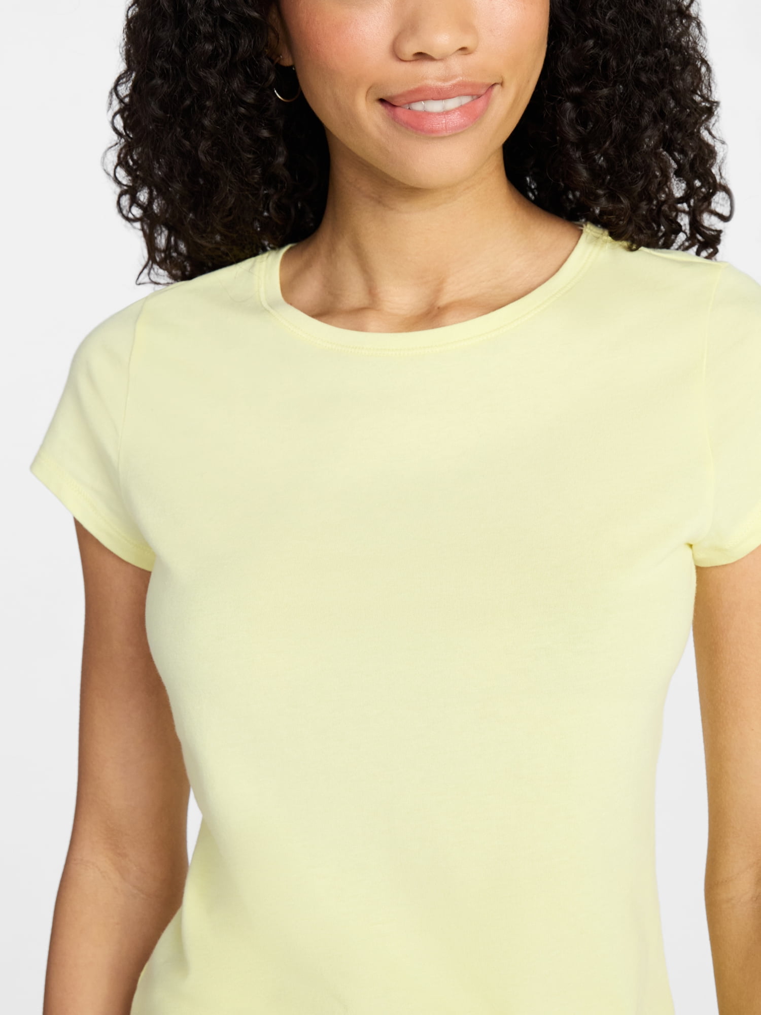 No Boundaries Crew Neck Tee with Short Sleeves, 1 or 3-Pack, Women’s Sizes XXS-XXL