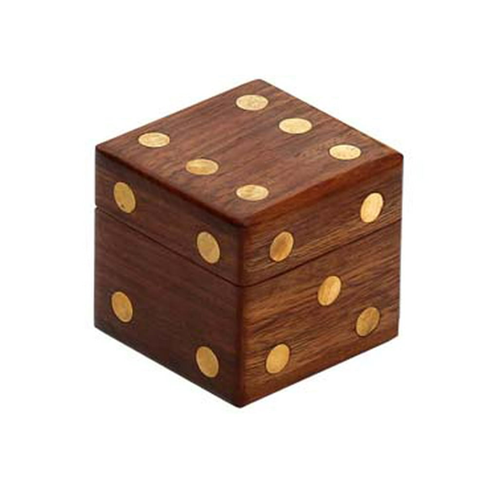 Dice Box with 5 Dices SouvNear Dice in Dice 2.4" Wooden Square Dice