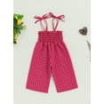 thumbnail image 4 of Suealasg Toddler Baby Girl Sleeveless Jumpsuit Plaid Print Tie Straps Overalls Romper Outfit 6M 1T 2T 3T 4T 5T Little Girls Summer Clothes, 4 of 7