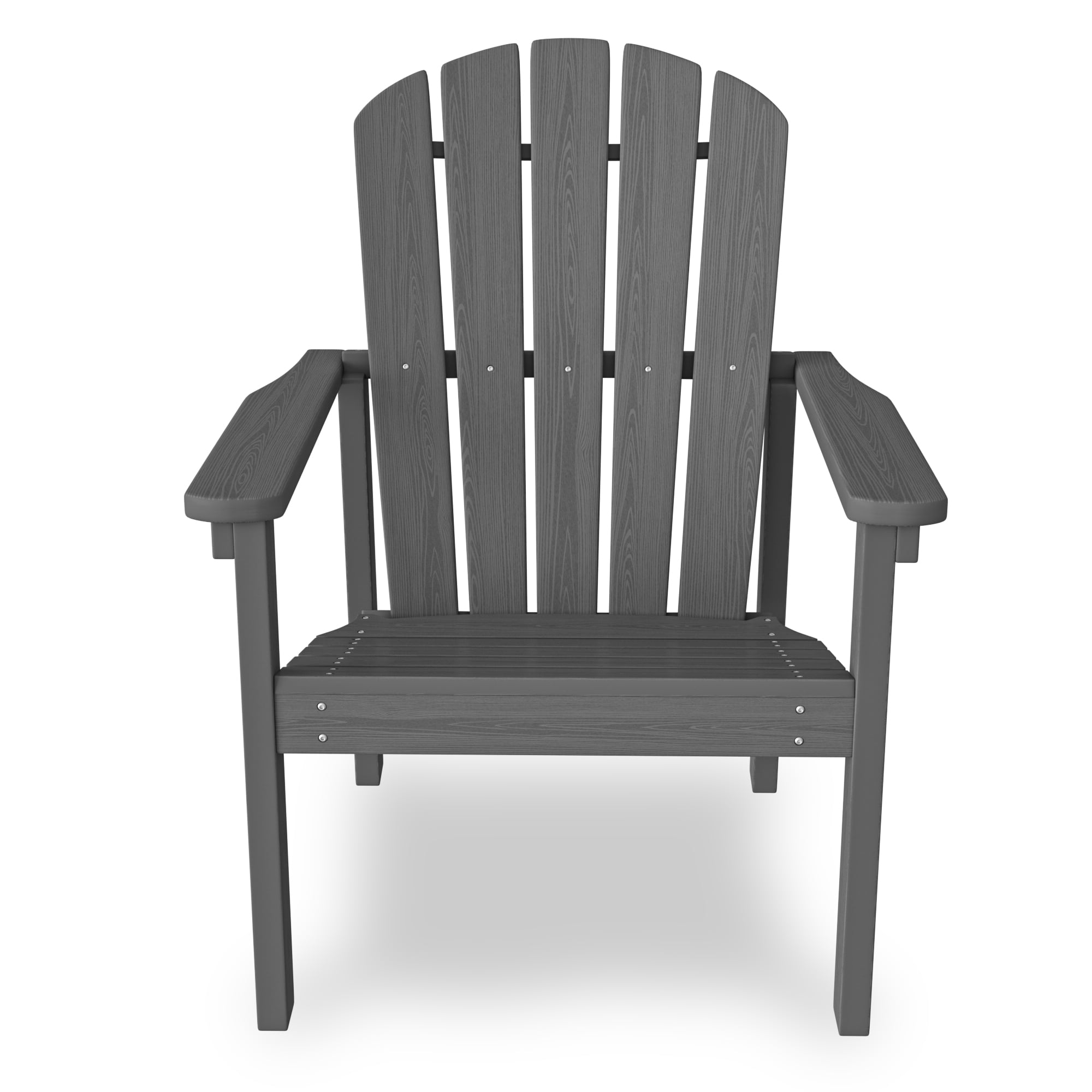 Cobiod Stackable Adirondack Chairs Set of 4, HDPE All-Weather Patio Chairs, Wood Grain Ergonomic Outdoor Chairs, Grey
