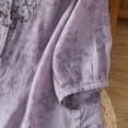 thumbnail image 5 of Enjoytime 3/4 Length Sleeve Womens Tops Imitation Linen Embroidered Button Down Blouses Solid Color 3/4 Sleeve Casual Business Work Shirt, 5 of 8