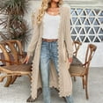 thumbnail image 2 of Atogsazn Women's Knitted Long Cardigans Tops Lace Flowy Long Sleeve Blouse Open Front Lightweight Outfit Shirts Beige S, 2 of 9